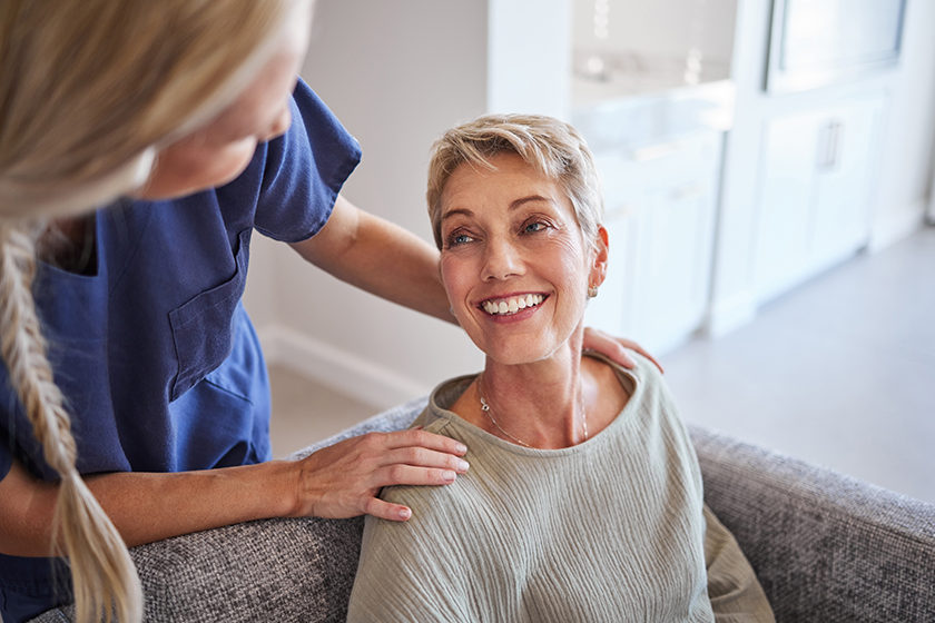 middle age women sitting and nurse