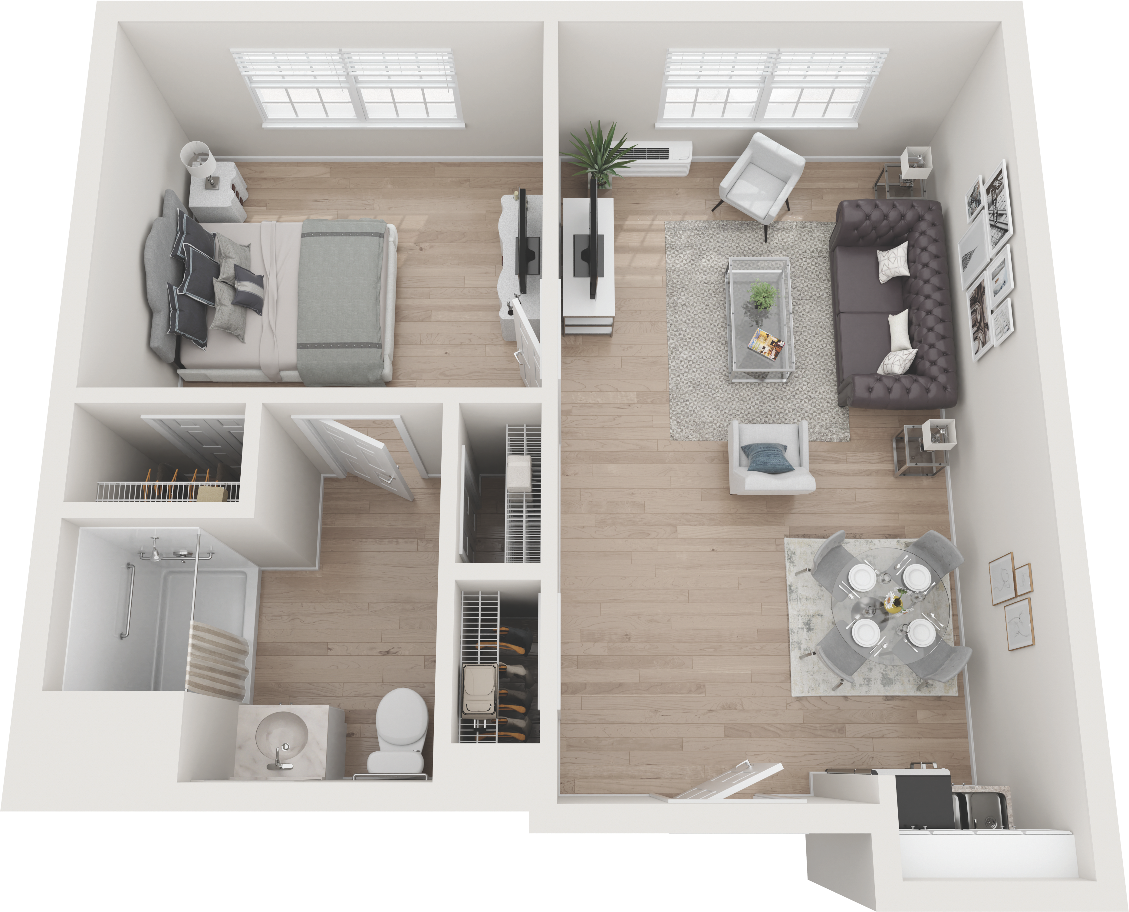 One Bedroom, One Bath floor plan